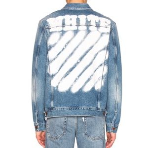 off white spray denim jacket